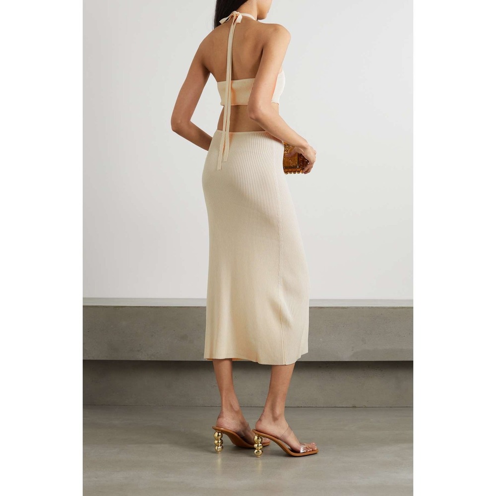 Cult Gaia Cameron Cutout Ribbed Knit Halter Neck‎ Midi Dress Size XS Vacation - Picture 8 of 15